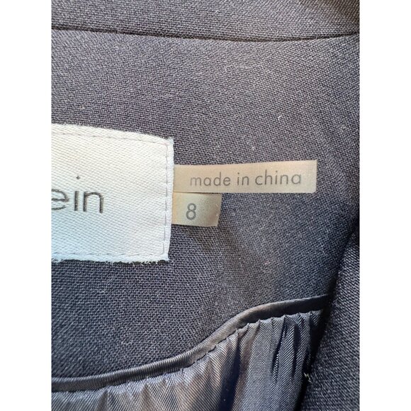 Calvin Klein Black Womens One Button Blazer Jacket Size 8 Black Zipper Pockets - Picture 3 of 12